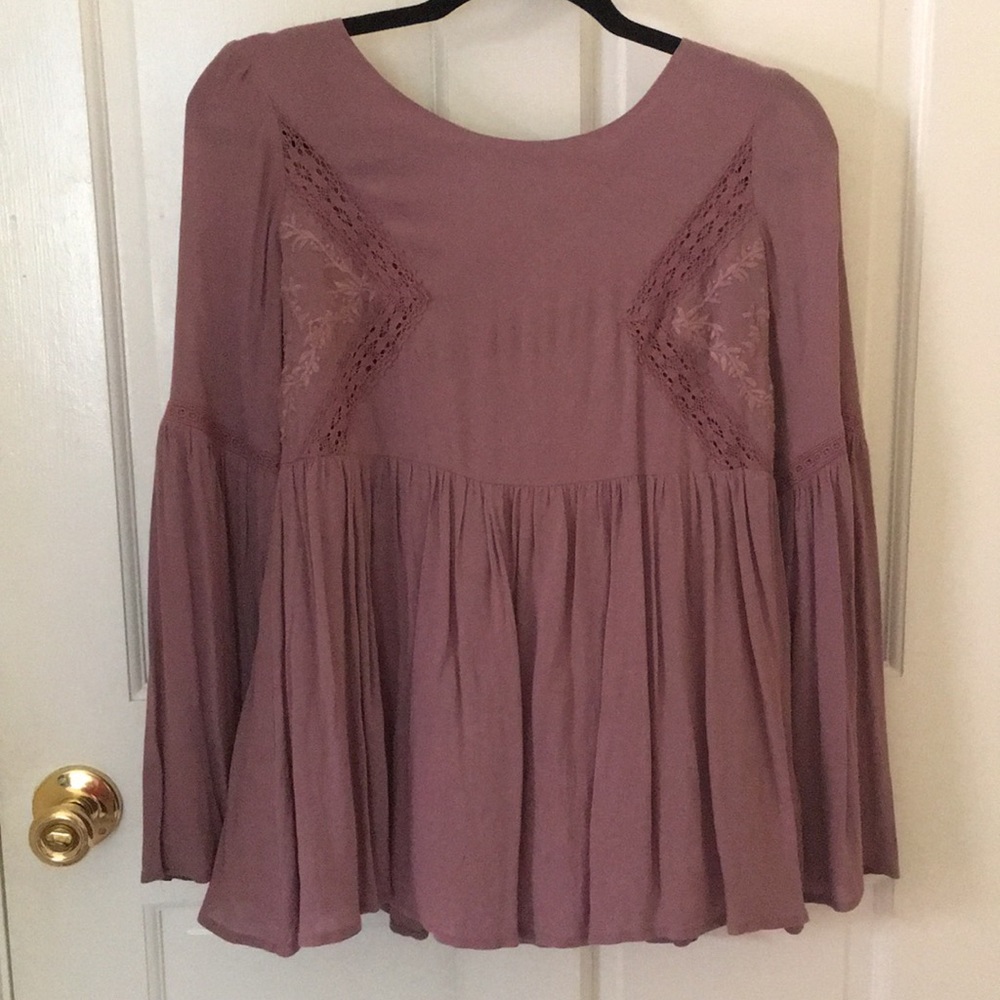 Forever 21 Bell Sleeve Plum Top